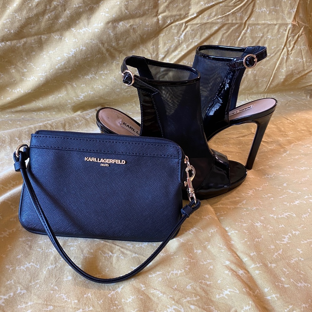 Karl Lagerfeld shoes size 6, bonus Lagerfeld small wristlet for phone
